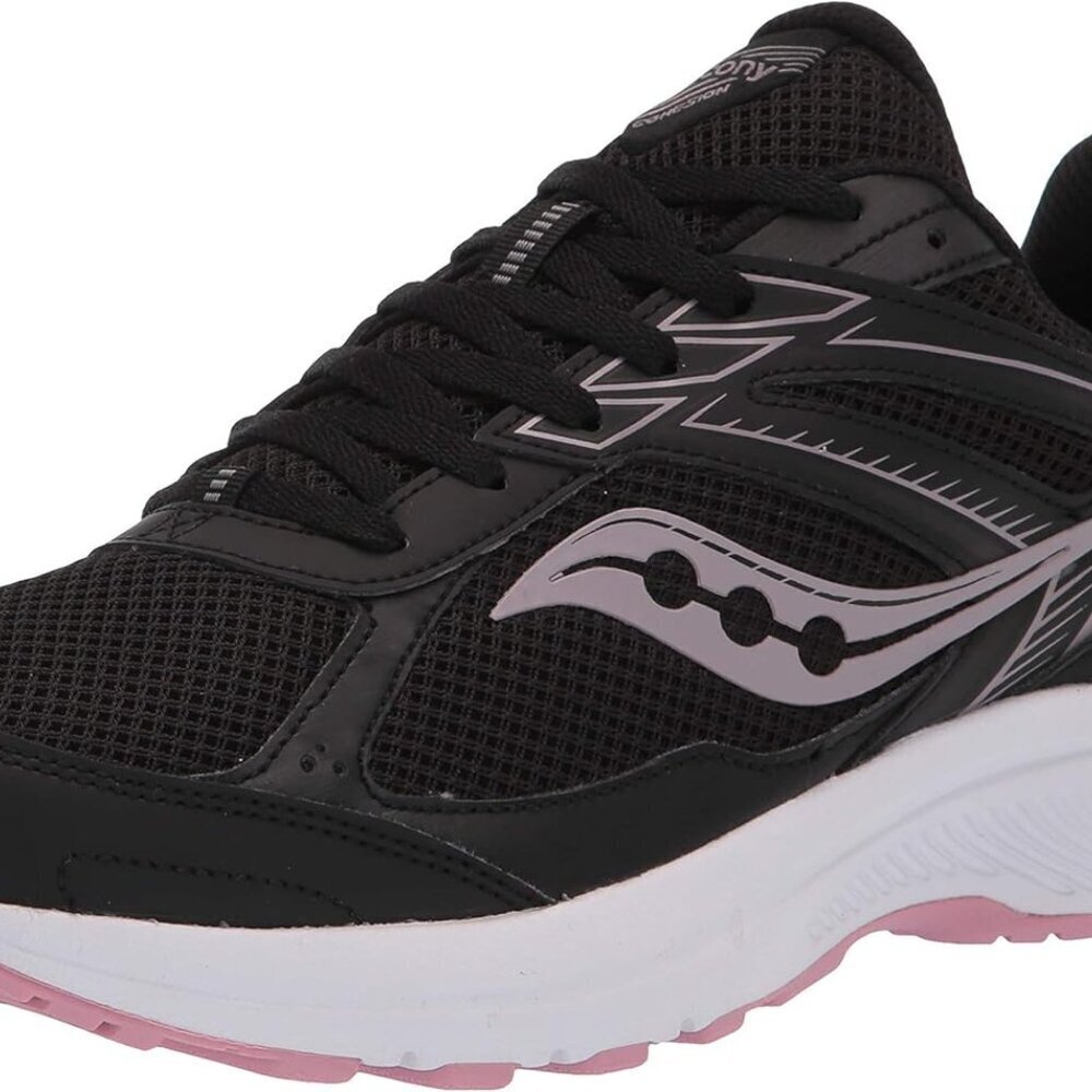 Women's Leather Running Shoes Ankle High Cushioning Rubber Sole Black Pink